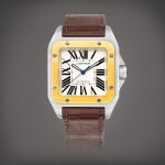 Santos 100, Reference 2656 | A yellow gold and stainless steel wristwatch, Circa 2006 | 卡地亞 | Santos 100 型號2656 | 黃金及精鋼腕錶，約2006年製