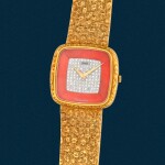Reference 12773 A18 | A yellow gold, coral and diamond-set bracelet watch | Circa 1975