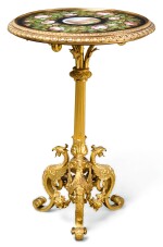 AN ITALIAN GILT-BRONZE TABLE WITH A MICROMOSAIC TOP THE TOP, ROME, CIRCA 1850