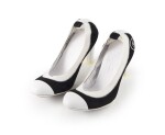 CHANEL | PAIR OF BLACK SUEDE AND WHITE LEATHER PUMPS 