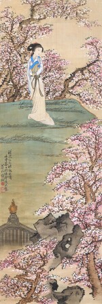 徐操　人面桃花相映紅 | Xu Cao, Beauty among Peach Blossoms