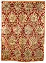 An Ottoman silk velvet and metal thread panel with serrated palmettes, probably Bursa, Turkey, 17th century