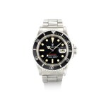 ROLEX | SUBMARINER "SINGLE RED", REFERENCE 1680, A STAINLESS STEEL WRISTWATCH WITH DATE AND BRACELET, CIRCA 1975