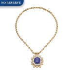 Reza | Sapphire and diamond pendant and a diamond necklace | Reza | 藍寶石配鑽石吊墜一枚及鑽石項鏈一條
