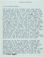 Sylvia Plath | Typed letter signed, to Ted Hughes, on her latest stories and loneliness, 9 October 1956