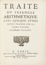 Traité du triangle arithmetique... Paris, 1665. Maroquin rouge du XIXe siècle Rare édition originale.