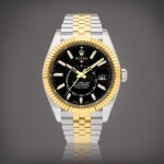 Sky-Dweller, Reference 326933 | A yellow gold and stainless steel annual calendar dual time zone wristwatch with bracelet, Circa 2021 | 勞力士 | SKY-DWELLER 型號326933 |  黃金及精鋼年曆兩地時間鏈帶腕錶，約2021年製