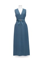 Balestra, Haute Couture, circa 1965, Long wool dress with cinched waist and satin insert | Robe longue en lainage à taille ajustée incrustée d'une ceinture