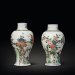 Two famille-verte 'floral' vases, Qing dynasty, Kangxi period | 清康熙 五彩花卉紋瓶一組兩件