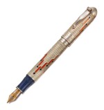 MONTEGRAPPA | A LIMITED EDITION STERLING SILVER FOUNTAIN PEN WITH ORANGE AND BLUE ENAMEL, CIRCA 2000