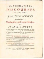 Galileo, Mathematical discourses concerning two new sciences, London, 1730, contemporary calf