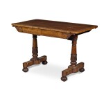 A Regency Gilt-Tooled Brown Leather Lined Rosewood Library Table, Circa 1815-20