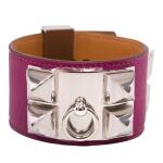 HERMÈS | TOSCA COLLIER DE CHIEN (CDC) BRACELET IN SWIFT LEATHER WITH PALLADIUM HARDWARE SIZE SMALL (T2)
