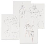 Four original sketches for fashion, in the 70's | Quatre croquis originaux, des années 1970
