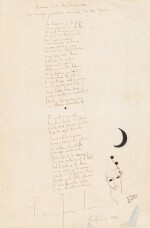 Romance de la luna luna. 1934. Poème autographe signé, orné d'un dessin et offert à son ami Mora Guarnido