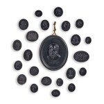 A COLLECTION OF SIXTY-TWO WEDGWOOD BLACK BASALT INTAGLIOS LATE 18TH CENTURY