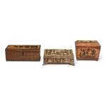 THREE REGENCY PENWORK CHINOISERIE BOXES, EARLY 19TH CENTURY