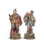A Pair of Continental Majolica Large Chinoiserie Figures, Circa 1890