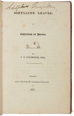 COLERIDGE, SAMUEL TAYLOR | Sibylline Leaves: A Collection of Poems. London: Rest Fenner, 1817