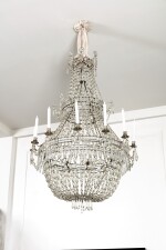 A neoclassical style silver gilt metal and cut glass chandelier, 19th century