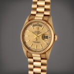 Reference 18238 Day-Date | A yellow gold automatic wristwatch with day, date, and bracelet, Circa 1991
