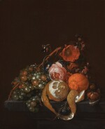 DAVID CORNELISZ. DE HEEM |  Still life with flowers, a lemon, a tangerine and other fruit