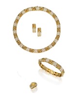 SUITE OF GOLD AND DIAMOND JEWELS, BULGARI | 黃金鑲鑽石首飾套裝，寶格麗