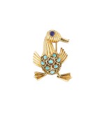 MAUBOUSSIN | CLIP SAPHIR ET TURQUOISES  | SAPPHIRE AND TURQUOISE CLIP-BROOCH