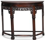 A CHINESE ROSEWOOD DEMI-LUNE SIDE TABLE, LATE 19TH CENTURY