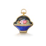 A gold, enamel and pearl-set basket-form verge watch Circa 1810, no. 3331