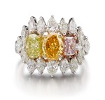 FANCY COLOURED DIAMOND AND DIAMOND RING | 彩色鑽石 配 鑽石 戒指