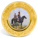 DON COSSACK SOLDIER: A PORCELAIN MILITARY PLATE, IMPERIAL PORCELAIN FACTORY, ST PETERSBURG, PERIOD OF NICHOLAS I, 1834