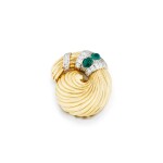 Gold, emerald and diamond brooch | Suzanne Belperron | 黃金鑲祖母綠配鑽石別針，約1950年