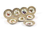 EIGHT SÈVRES PORCELAIN PLATES FROM THE PRINCE OF POLIGNAC SERVICE, LOUIS XVIII, DATED 1822 | HUIT ASSIETTES EN PORCELAINE DE SÈVRES DU SERVICE DU PRINCE DE POLIGNAC D’ÉPOQUE LOUIS XVIII, DATÉES 1822