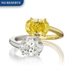 Fancy Vivid Yellow Diamond and Diamond Ring