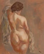 Gray and Pink Standing Female Nude
