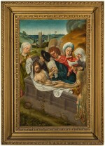 CIRCLE OF DERICK BAEGERT | Recto: Christ shown to the people; Verso: The Virgin and Saint Christopher; Recto: The Entombment; Verso: Saint Anthony Abbot and Saint Anne 