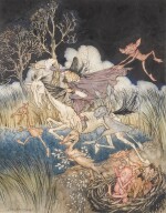 Arthur Rackham | Original illustration for The Legend of Sleepy Hollow (The nightmare, with her whole ninefold)