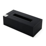 Black and Silver Synthetic Compound and Metal Tissue Box