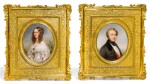 A PAIR OF FRENCH PORCELAIN OVAL PORTRAIT PLAQUES, CIRCA 1852-55, PROBABLY SÈVRES, PAINTED BY MME CLÉMENCE NAIGEON-TURGAN