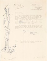 HENRY MOORE | LETTER WITH DRAWING OF SCULPTURE