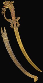 A JEWELLED COURT SWORD (KASTANA) AND SCABBARD, SRI LANKA, PROBABLY KANDY, 19TH CENTURY