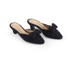 CHANEL | BLACK TERRY CLOTH MULES 
