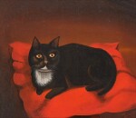 Cat on Red Cushion