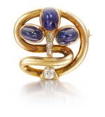 A Fabergé gold, diamond and sapphire brooch, Moscow, circa 1890
