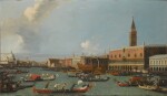 Venice, a view of the Palazzo Ducale from the Bacino, with the Bucintoro returning to the Molo on Ascension Day