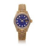 Reference 69158 Datejust | A yellow gold and diamond-set automatic wristwatch with date, bracelet and lapis lazuli dial, Circa 1994 | 勞力士 69158 型號 Datejust | 黃金鑲鑽石自動上鏈鍊帶腕錶備日期顯示，配青金石錶盤，約1994年製