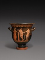 A Lucanian Red-figured Bell Krater, attributed to the Amykos painter, circa late 5th Century B.C.