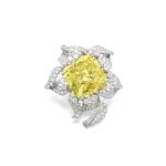 The Allnatt, Historical and Highly Significant Fancy Vivid Yellow diamond and diamond brooch, circa 1952