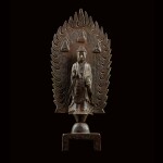 A MAGNIFICENT, LARGE AND EXTREMELY RARE BRONZE VOTIVE FIGURE OF MAITREYA  NORTHERN WEI DYNASTY, DATED 3RD YEAR OF THE JINGMING PERIOD (IN ACCORDANCE WITH 502) | 北魏 銅彌勒佛立像 《景明三年四月二十日》款